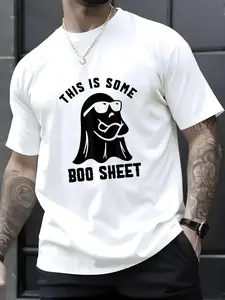 100% Cotton Unisex This Is Some Boo Sheet Funny Ghost Halloween T-Shirt, Men's Women's Shirt Top, Short Sleeve Tops Crewneck T-shirt