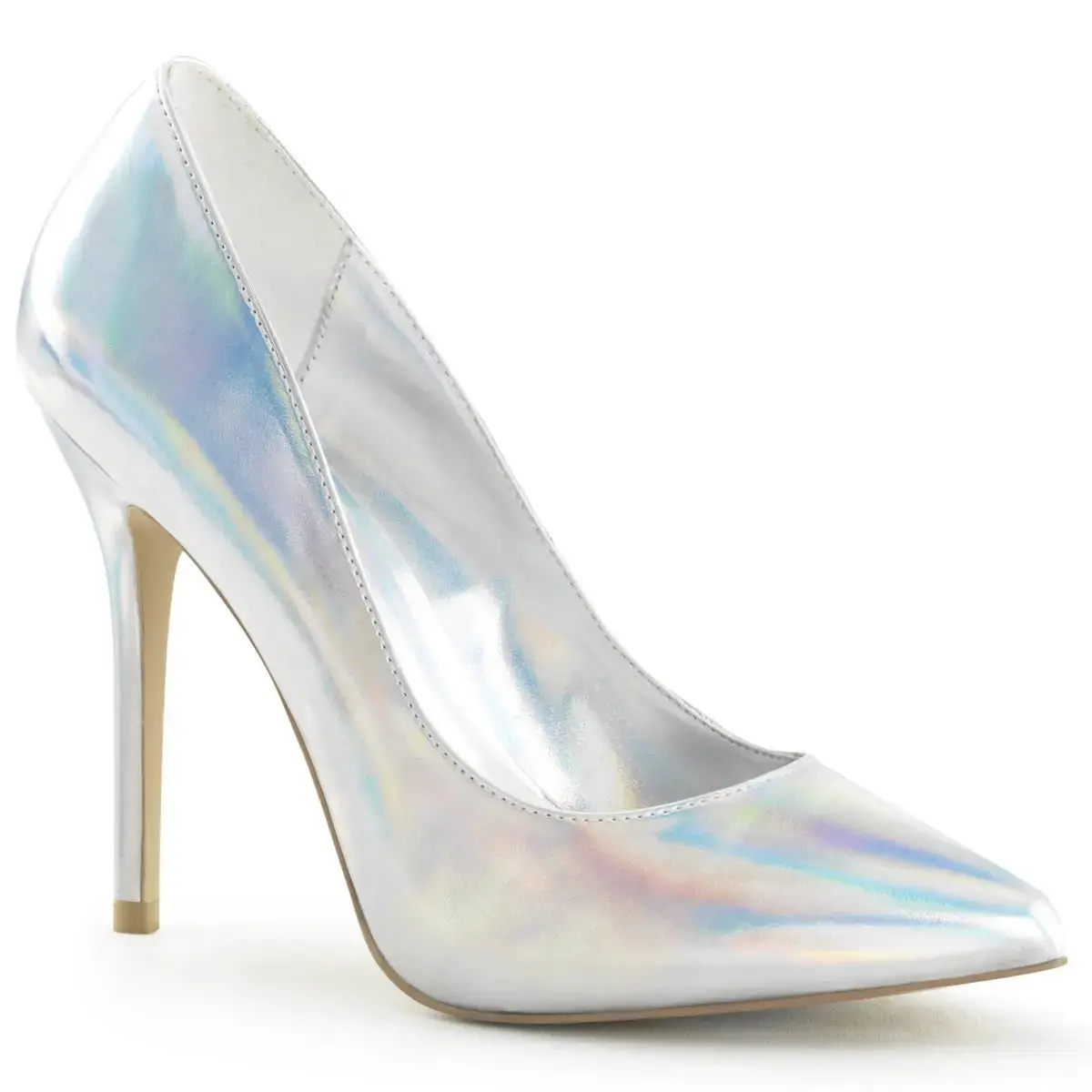 Pleaser Amuse-20 Women's Stiletto Heel Pump Silver Hologram