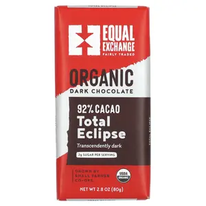 Equal Exchange Organic Dark Chocolate, Total Eclipse, 92% Cacao, 2.8 oz (80 g)