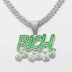 18K Gold Vacuum Plated Copper with 5A+ Sri Lanka Zircon Rich Money bag Design Pendant With Necklace Miami Italy Mexico & Micro Inspired for Women & Men Luxury Jewelry,Daily Wear,Casual Fashion,Gift Idea,,Classic,Hip Hop,Simple,Sporty Style