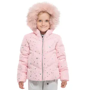 Rokka&Rolla Girls' Heavy Winter Puffer Jacket Bubble Coat-Pink Silver Star, size 10-12