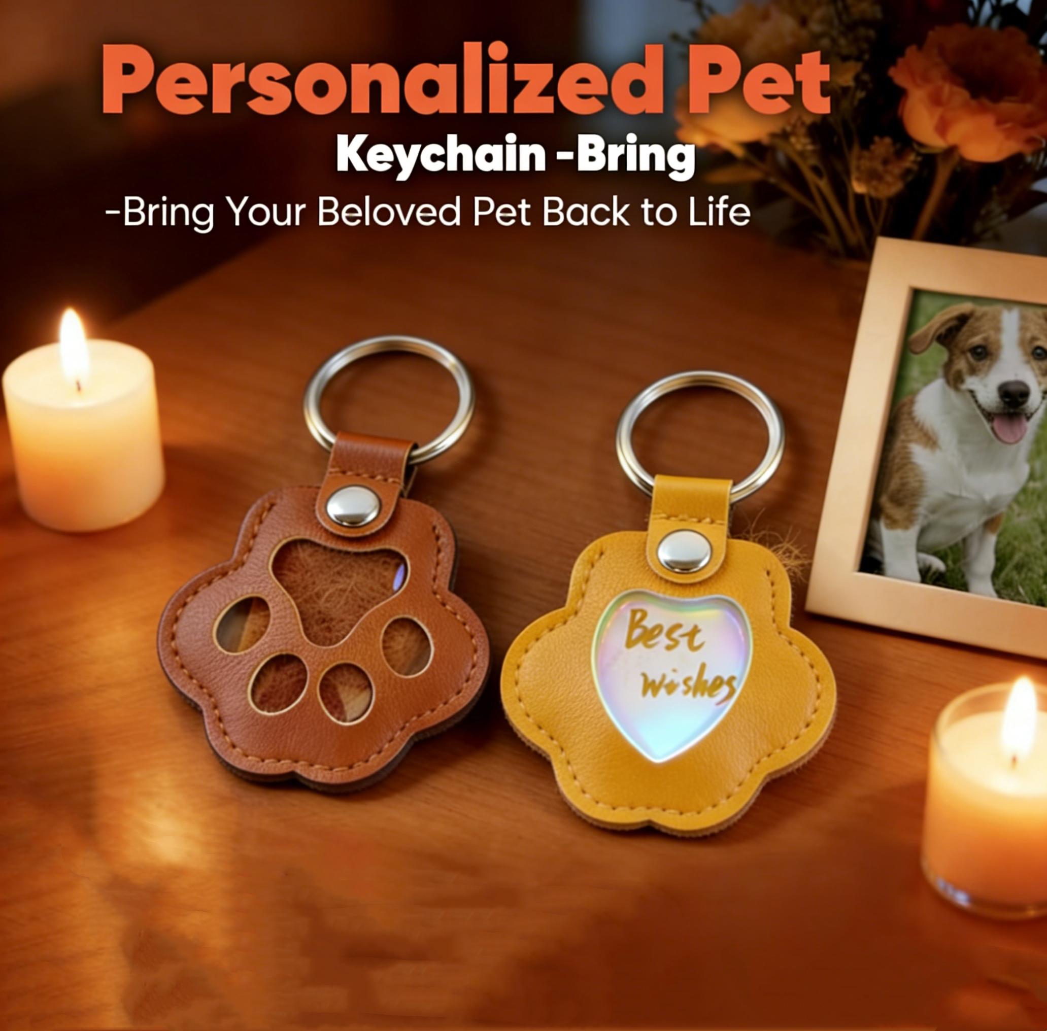 Pet Memorial Keychain Pet Hair, Nails & Photos | Cat & Dog Memory Holder,Dog Fur Storage Keychain, Cute Leather PawKeychain Pet Hair Keepsake Keyring, UniqueMemorial Collection Key chain, Pet Memorial Gifts for Bag Purse Paw Charm Key Holder