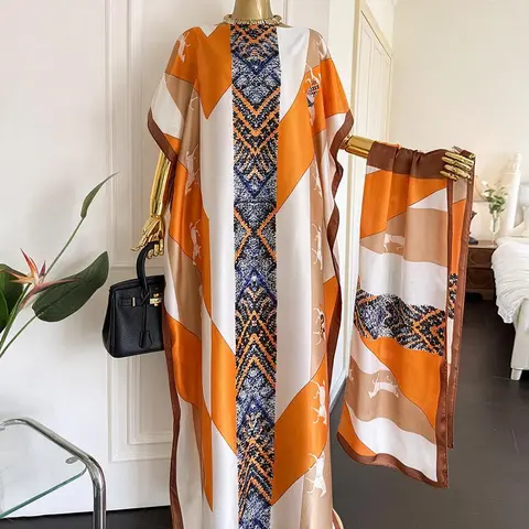 Women's Boho Colorblock-Floral Print Long Length Scarf-Poncho Matching Set, Casual Chic Outfit All-Seasons Soft Shawl, Everyday Party Beach Vacation Swimwear Cover-Up Fashion Accessory