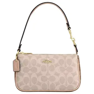 Coach Nolita 19 Signature Print Zipper Closure Coated Canvas Crossbody Bag for Women in Beige