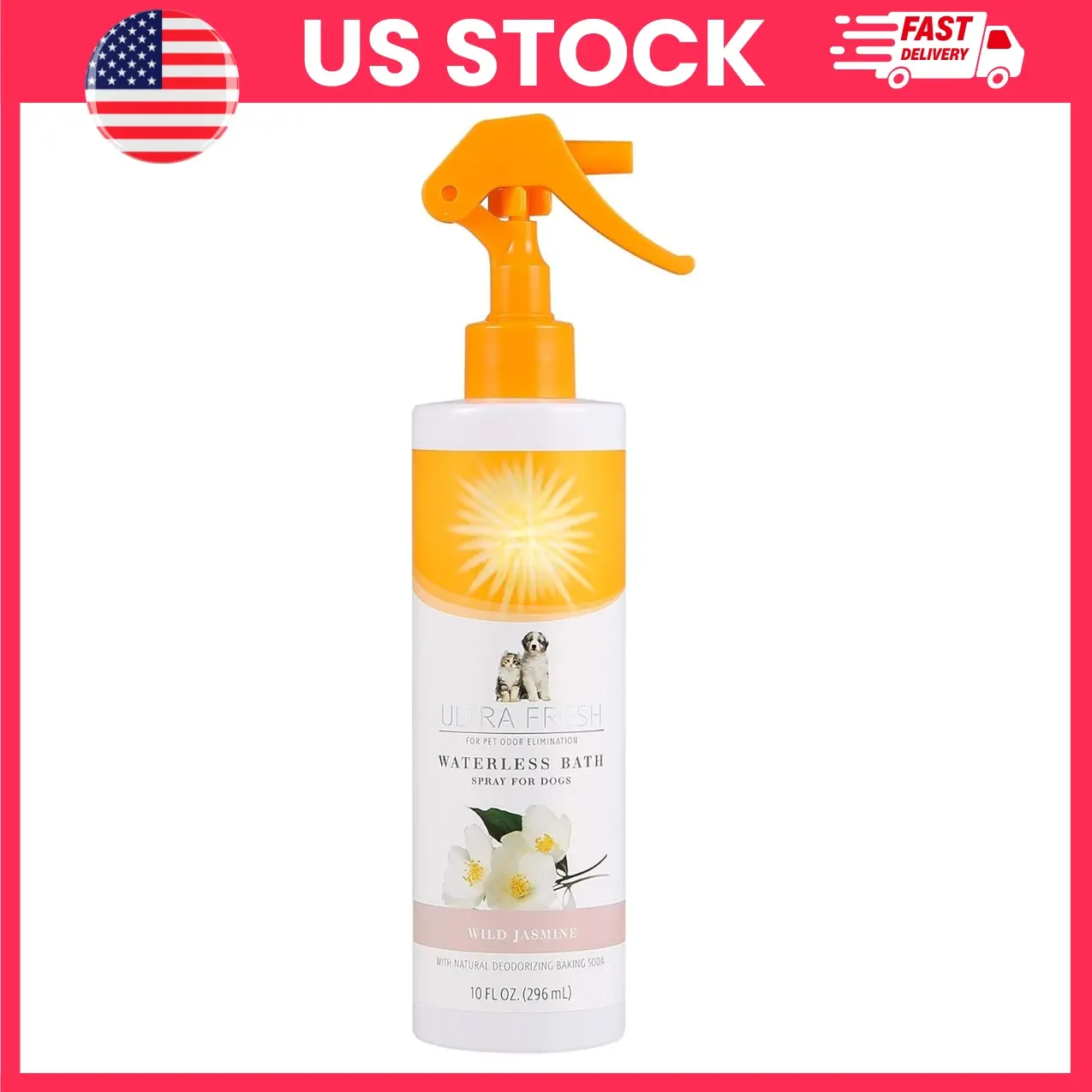 Waterless Dog Shampoo Spray, No Rinse Dog Bath Spray, Baking Soda Dog Deodorizer for Odor Control & Coat Freshening, Dry Dog Shampoo with White Jasmine Scent for Dogs & Puppies, Pet Grooming Supplies for Between Baths, Summer Pet Care Essentials