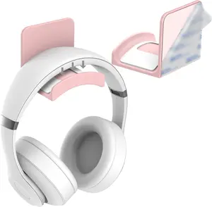Headphone Stand Headset Holder - Adhesive Gaming Headphone Hanger Hook Desk Mount for Most Headphone & Controller (Pink)