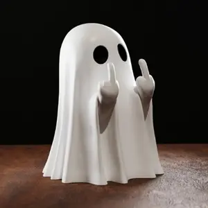 Halloween Ghost Figurine-Spooky Resin Middle Finger Ghost Statue, Cute Ghost Decor for Halloween Decorations, Porch and Indoor Creepy Home Decor (Middle Finger Ghost）