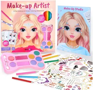 Make-up Artist. 3 in 1 Fun Makeup, Sticker, Coloring Kit, Includes Color Pencils, Makeup Palette, and 200+ Stickers. for Girls Ages 5,6,7,8. Make Up Style Coloring Book. Gift for Girls
