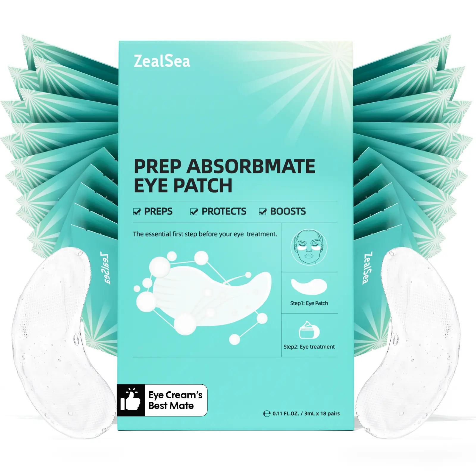 ZealSea Absorbmate Under Eye Patch, Eye Cream Serum Mate for Absorption Kit | 18 Pairs Eye Care Patch Preps Eye Area 5-10 Mins, Boosts Eye Cream & Serum Results, Sensitivity Buffer for Daily Eye Care Use