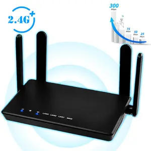 2.4G WiFi Router, 4 Antennas, 300Mbps Stable High Speed, 1000 Sq.ft Whole Home Coverage, 1 WAN + 3 LAN Ports, Easy Setup