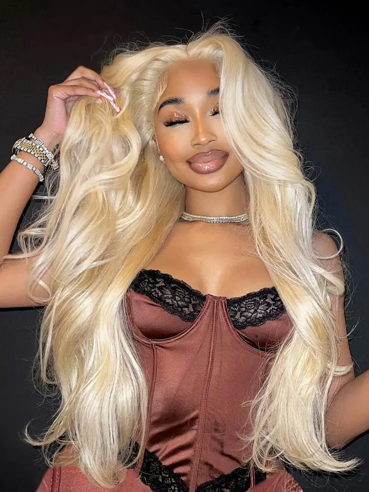 LUCKOCKOS 14A Blonde 613 Raw 16"-30"Body Wave Bundles   Brazilian Hair Bundles 100% Double Weft Human Hair 1 3 4   bundles HairExtensions for Women