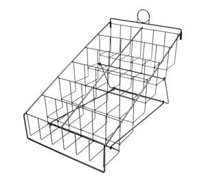 FixtureDisplays® 6 Tiers 12 Pockets Counter DVD Rack Steel Wire Display Rack Black Tabletop Compact Disc Jewel Case Holder Step Tier Book Display Rack for Library Classroom Office 119365NEW-NF