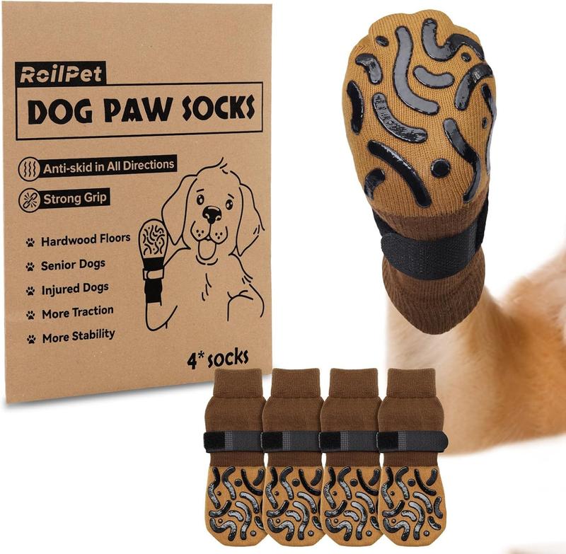 LOOBANI 4pcs Anti-slip Dog Socks, Prevent Licking And Clawing Hardwood ...