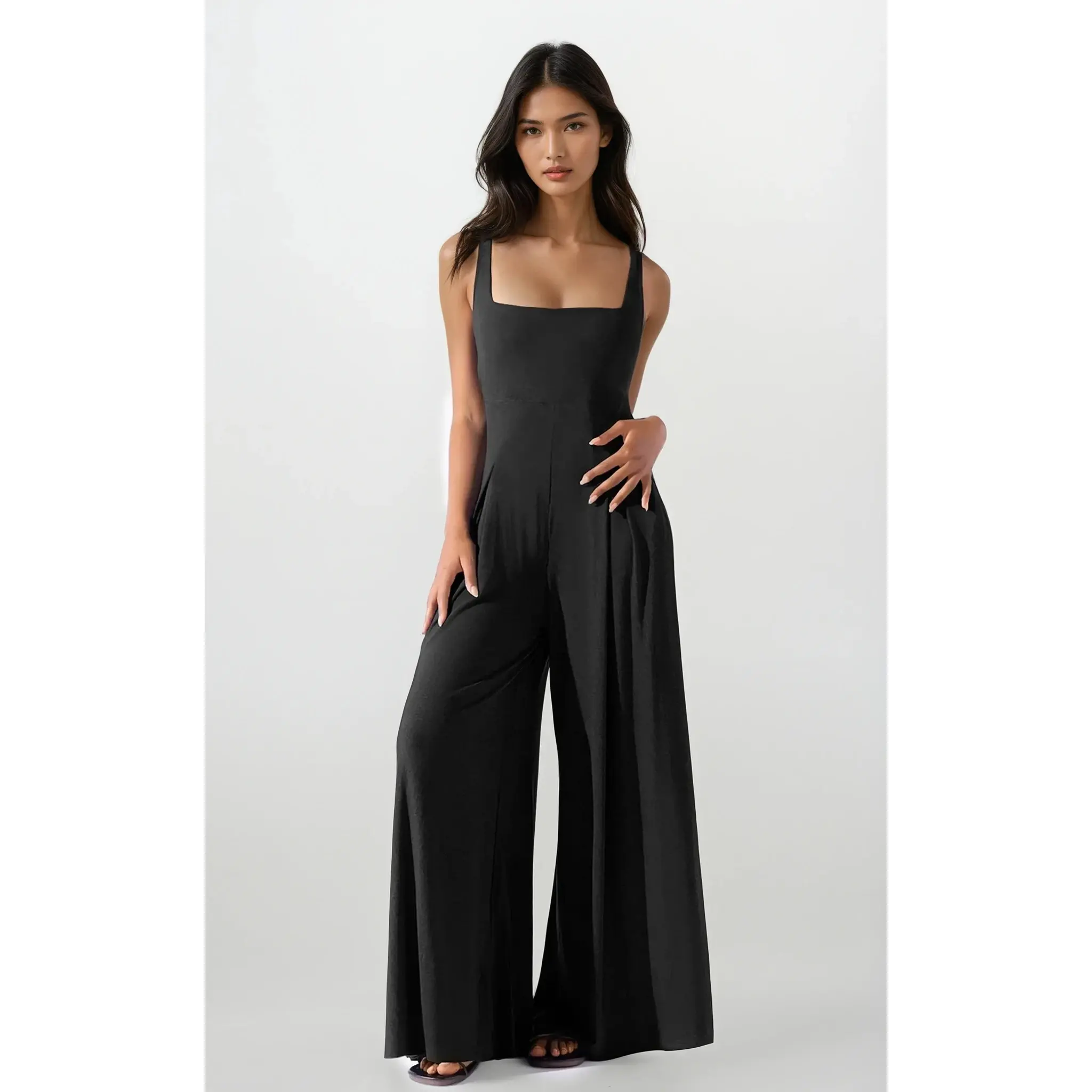 Cosmopolitan Square Neck Wide Strap Jumpsuit