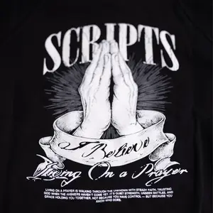 Christian Streetwear Hoodie — Living on a Prayer Praying Hands Graphic, Oversized Heavyweight