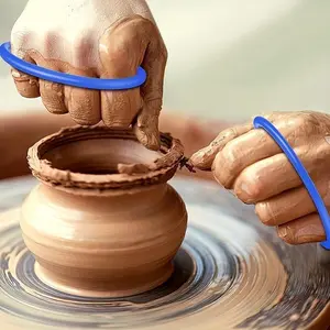 1pc Clay Cutter Wire Wire Clay Cutter Cutting Pottery Tool With Black And Blue Plastic Handle Clay Artist Cheese Dough Cutting Carving Ceramic Tool (55cm/21.65inch)