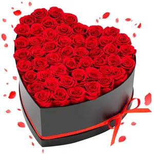 【Summervibes】VEVOR Forever Flowers, 50 Preserved Roses in a Heart Shape Box, Eternal Flowers Immortal Bouquet Birthday Present for Delivery Prime Women Her Wife Mothers, Anniversary, Valentine's Day,Christmas, Red