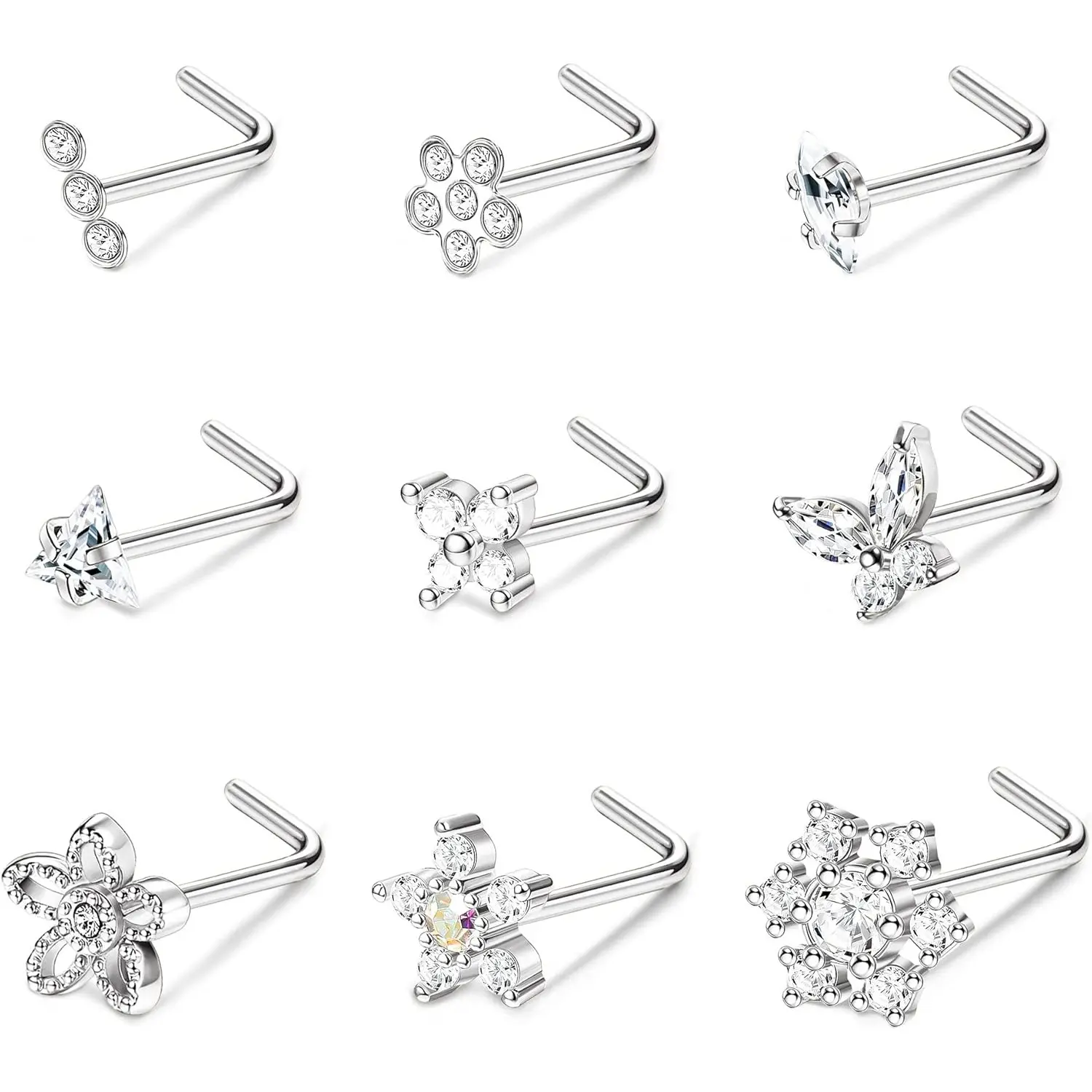 Silver L-Shape Nose Ring