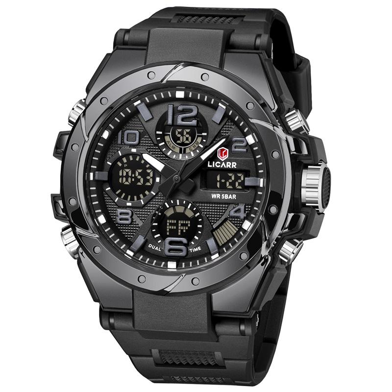 LICARR Men's Quartz Digital Watches Waterproof Alarm Luminous