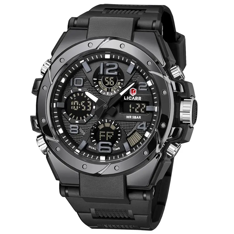 LICARR Men's Quartz Digital Watches Waterproof Alarm Luminous