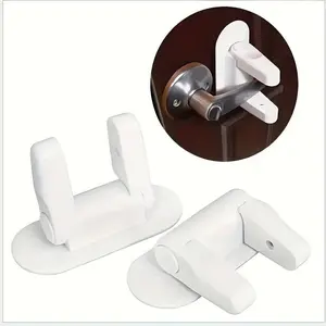Door Handle Safety Lock, Security Lock, Sturdy Lock, No Drilling Easy Installation, Tool-Free, 2-Button Press, Rotating Handle, Smooth Surface, Durable Reliable