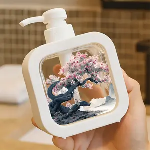 Moisturizing Soap Pump Bottle, Elegant Dragon-Shaped Tree Blossom & Traditional Figure Design, Kitchen & Bathroom Soap Dispenser for Decorative Sink & Countertop Use, Delicate Painterly Style Home Accent