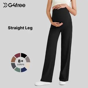 G4Free BareFeel Maternity Dress Yoga Pants Over The Belly Stretchy Work Slack Pregnancy Wide Leg Lounge Trousers