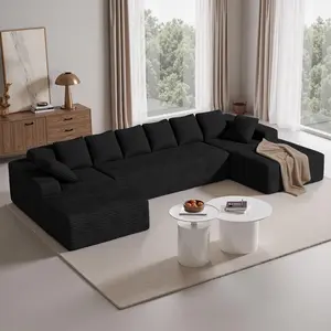 【3 Packages Shipping】 U-shaped Modular Corduroy Sectional Sofa 131'' Large Couches for Living Room Plush Fabric No Assembly Required DIY Space