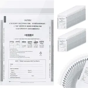 Plastic Bank Deposit Money Bags 9 x 12 Inch Cash Register Bags for Cash White 100 Pack