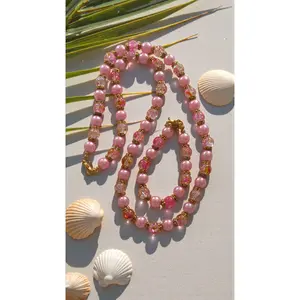 Pink Beaded Jewelry Set     (4760)