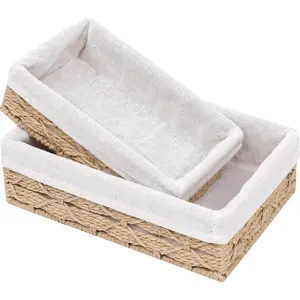 Small Wicker Baskets,Decorative Basket for Countertops tables Shelves Desk,Small Basket for Storing keys Remote Controls and Wallets in The Entryway. Set of 2, beige
