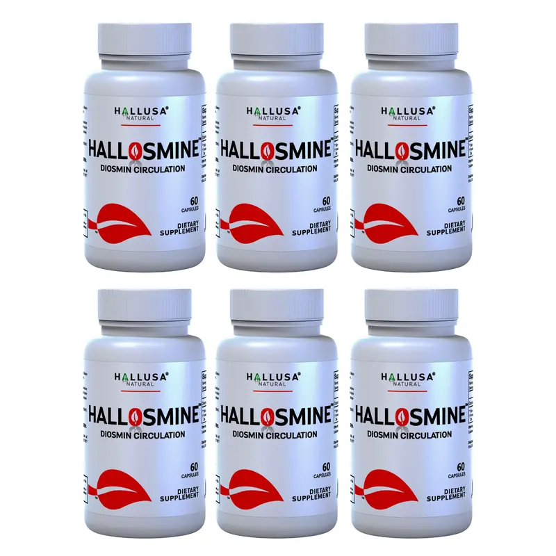 HALLUSA NATURAL Hallosmine x 360 Cap Advanced Vein & Circulation Support Diosmin Powder 300 mg for Swelling & Leg Fatigue 360 Capsules Bulk Pack Non-GMO Gluten-Free Dietary Supplement - Healthcare