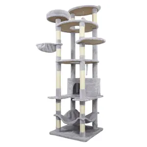 78.8in Tall Cat Tree Tower for Indoor Cats, 23.6in Large Stable Base, Multi-Level Cat Condo with Plush Perches, Sisal Scratching Posts, Anti-Tip Design, Easy Assembly Cat Furniture for Multi-Cat Home