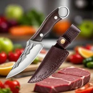 Viking - style Japanese Chef's Kitchen Meat Cleaver / Butcher Boning Knife (with Sheath) Kitchen meat cleaver / butcher knife,boning knife,hand-forged meat cutting knife,multi-functional and portable,suitable for home kitchens, Blade