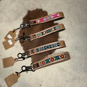 Beaded Tooled Keychain