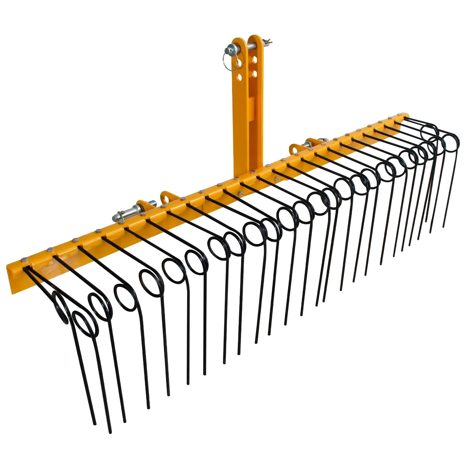 GARVEE 60 Inch Pine Straw Rake, 3 Point Hitch Landscape Rake Attaches to Cat 0 Cat 1, Dethatcher Rake for Tractor