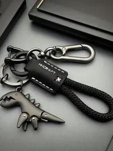 Cute Cartoon Small Dinosaur Bag Charm Keychain, Unisex Car Key Ring, Leather Rope Key Loop, Backpack Charm, Fun Accessory for Kids, Perfect Gift