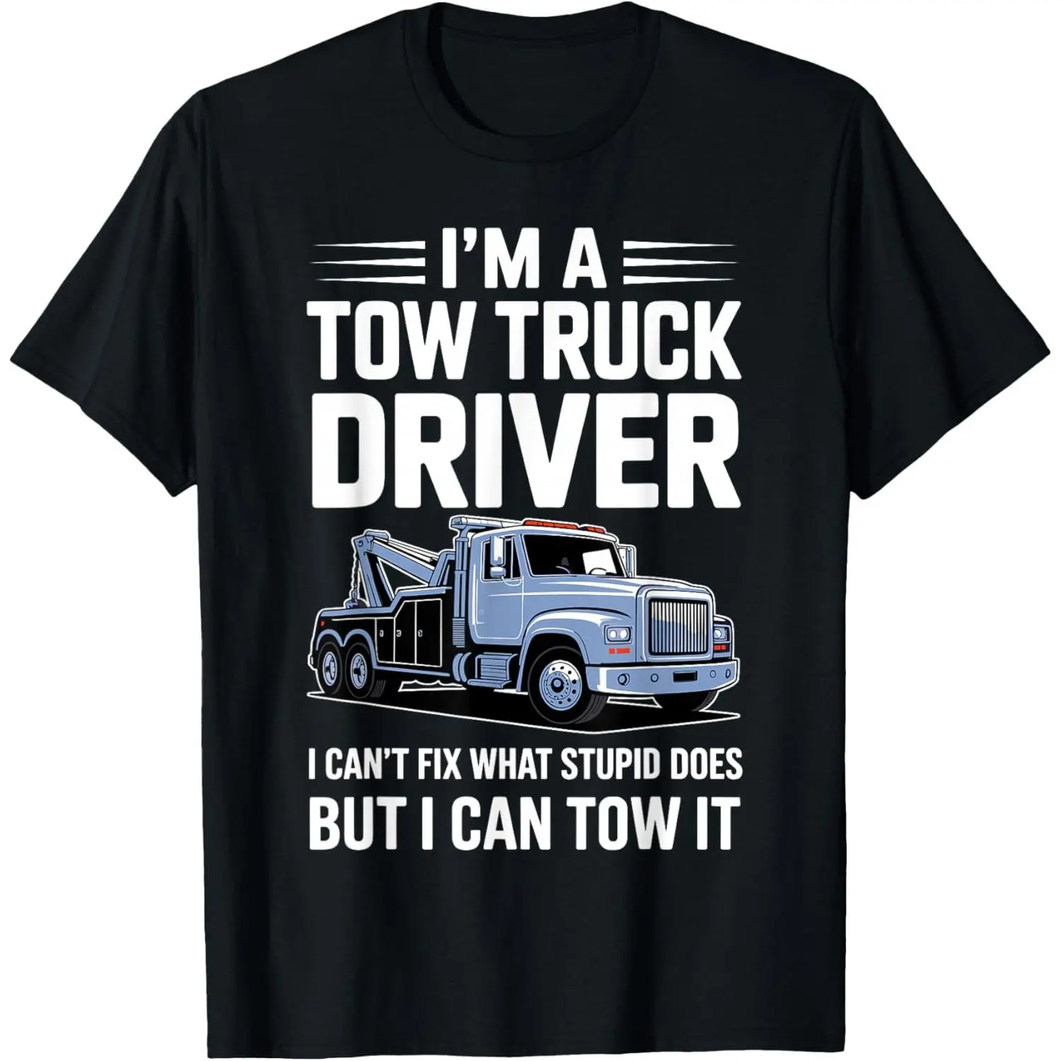 Women's 100% Cotton Short-Sleeve Round Neck Graphic Top, Tow Trucker Design T-Shirt for Tow Truck Drivers