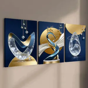2D Flat 3pcs Framed Canvas  fashionable geometric design poster, modern abstract art decoration, Wall Art Painting, exquisite family poster, suitable for living room corridor wall, HD inkjet printing, waterproof art, Artwork, Home Decor Products
