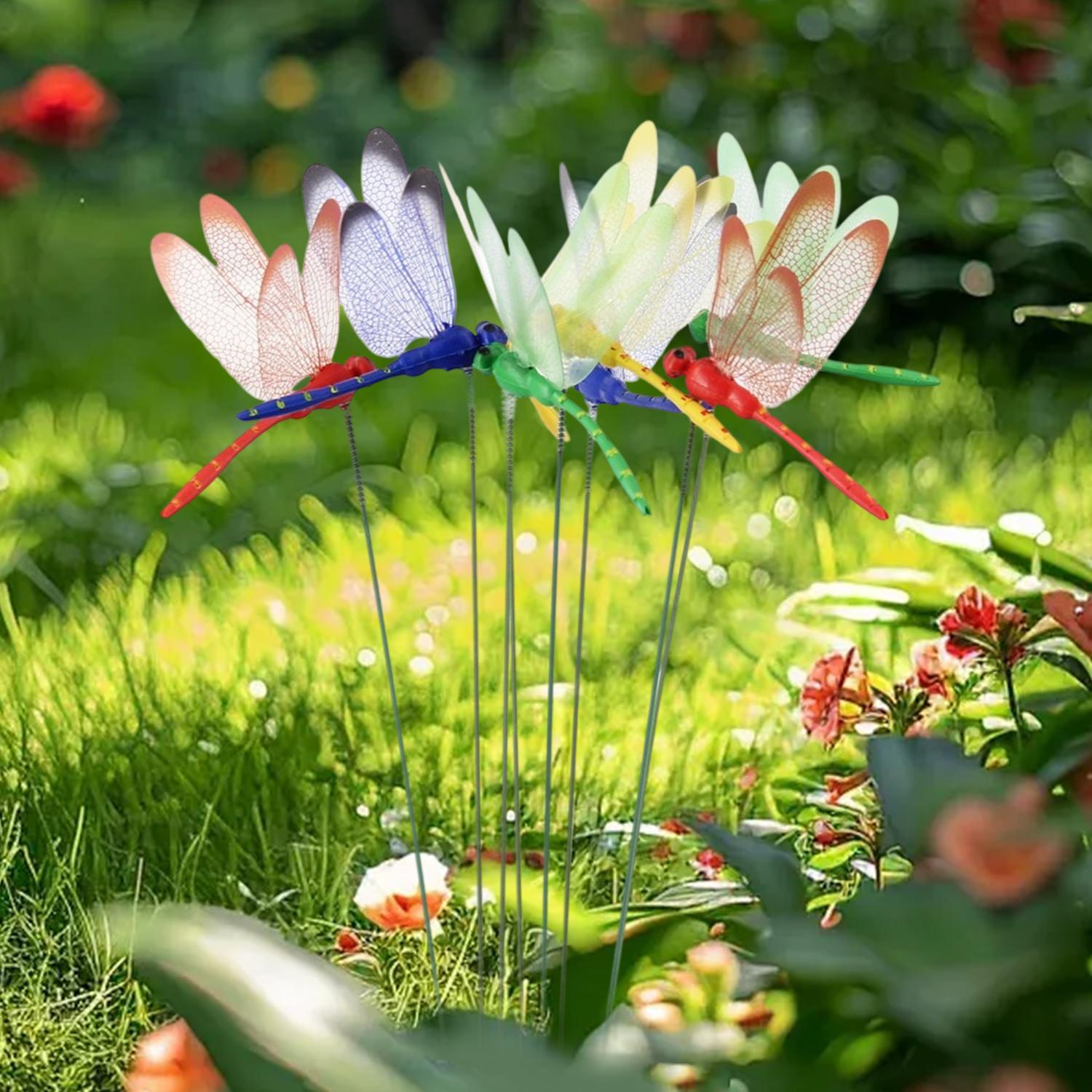 4/8/12PCS Dragonfly Hat Clip Bug Repellent,Outdoorhat Clip on Fake Dragonfly Rod clipfor Bug Repellent, 3D Dragonfly GardenStakes Decor, Multicolor Waterproof, EasyAttachment for indoor Outdoor Mosquito repellent DRAGONFLY