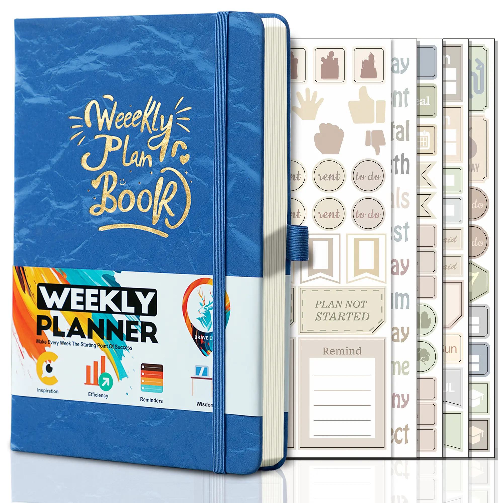 A5 Weekly Planner  PU Leather Productivity Notebook | 2026 Pages · Goal & Habit Tracker · Includes Belt & 5 Stickers