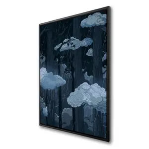 Pictorem C1FC2436FWEIEM 24 x 36 in. Sneaky Clouds - Gray Framed Canvas Wall Art for Home Decor - Stylish Art