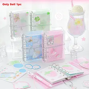 Mini Portable Crosshatch Ring Binder, Three-Fold Storage Small Clear Hand Diary Notebook, Compact and Convenient Note-Taking Journal, Binders Notebooks, Office Stationery Supplies, Multifunctional Stationery