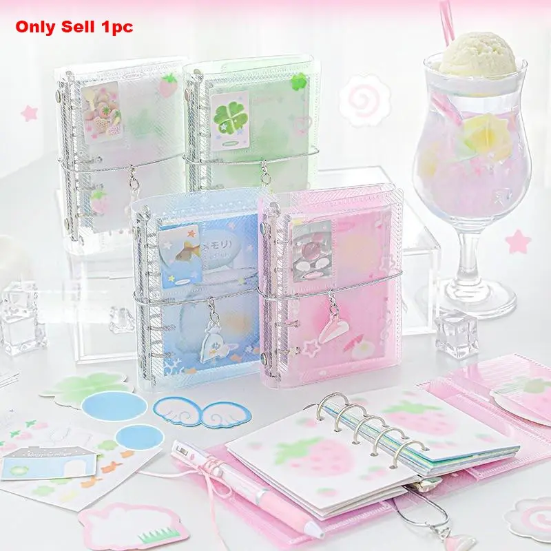 Mini Portable Crosshatch Ring Binder, Three-Fold Storage Small Clear Hand Diary Notebook, Compact and Convenient Note-Taking Journal, Binders Notebooks, Office Stationery Supplies, Multifunctional Stationery