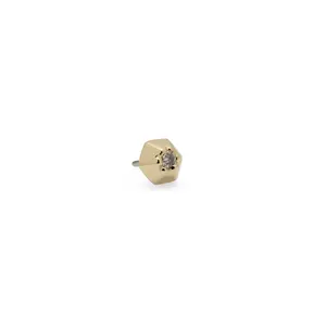 Tiny 14K Gold Diamond Hexagon Threadless End