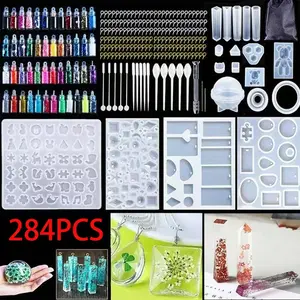 284PCS Epoxy Resin Casting Molds Kit For Making Earrings, Epoxy Jewelry Making Molds Set, for Pendants, Necklaces, Earrings, Necklaces, Pendants, Keychains, DIY Jewelry Epoxy Mold - Small Resin Mold Set Resin Casting Molds