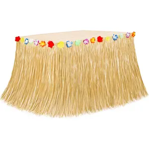Luau Party Decorations, Natural Hawaiian Grass Table Skirt, 108 X 29.5" Flower Grass Skirts for Tropical Luau Party Favors, Table Skirt for Luau Summer Tropical Indoor Outdoor Parties Decor Accessories