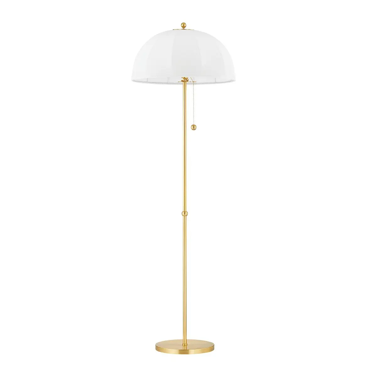 Meshelle Mid-Century Modern Floor Lamp With Aged Brass Accents And Whimsical Umbrella Shade