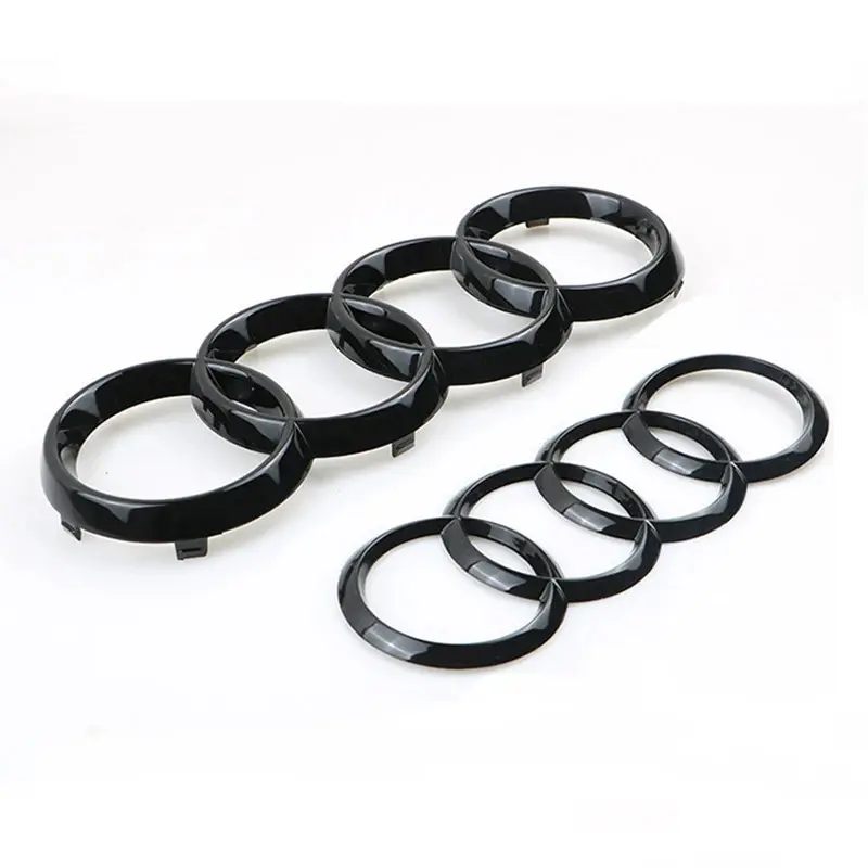 4 Rings Logo ABS Chrome Black Car Front Hood Emblem Bonnet Badge Rear Trunk Badge For Audi A3 A4 A5 A6 A7 A1 Q2 Q3 Q5 Q7 Q8 TT