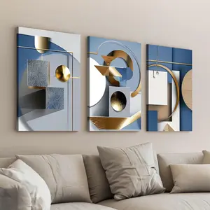 3-piece set of 2D flat-printed] framed canvas and posters, ready to hang immediately.Luxurious, fashionable, modern abstract patterns.Large-sized home decorations, wall art, room decoration, holiday gifts, office wall paintings.